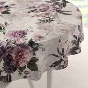 Biante Dekoračný okrúhly obrus Parma PM-112 Fialové kvety na smotanovom Ø 40 cm