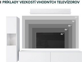 Obývacia stena Nova BR (dub wotan + biely lesk) (osvetlenie LED biele). Vlastná spoľahlivá doprava až k Vám domov. 1060053