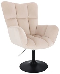LuxuryForm DESIGN Otočné kreslo AURORA VELUR na čiernom tanieri - krémové