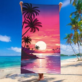 Plážová osuška TAHITI 100x180 cm fialová, 100% mikrovlákno