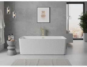 Mexen Nila, voľne stojaca ryhovaná vaňa 170 × 75 cm, biela lesklá, zlatý matný prepad, 52841708000-55