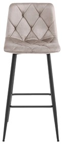 Tmavobéžová barová stolička NADO VELVET s čiernymi nohami
