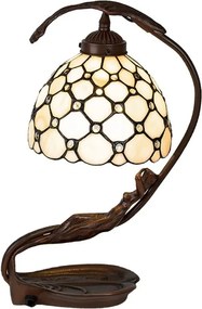 Krémová stolná lampa Tiffany Millie - 28 * 20 * 41 cm E14 / max 1 * 25W