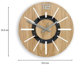 Dřevěné nástěnné hodiny Nordic 33 cm dub přírodní/bílé