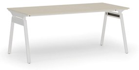 Kancelársky stôl PRIMO SIGMA, 1800 x 900 mm, biela podnož, breza
