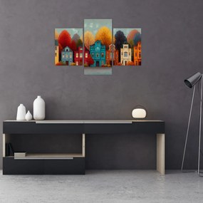 Obraz - Maľované jesenné mesto (90x60 cm)