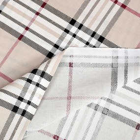 Biante Bavlnený záves Sandra SA-548 Čierno-červeno-biele káro na béžovom 130x200 cm