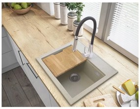 Gamma Modern 5055, 1-komorový granitový drez 560x500x210 mm, béžová, GMA-ZM-55-B