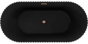 Mexen Paola, voľne stojaca vaňa, drážkovaná, 170 x 80 cm, čierna matná, medená matná, 52721708071-65