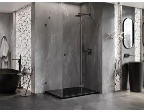 Mexen Lunar-F, skladací sprchový kút pravý 100 x 80 cm, 8mm číre sklo, grafitový profil, 836-100-080-95-00-P