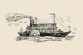 Samolepiaca tapeta veľkolepá loď v retro prevedení - 150x100