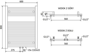 Mexen Pluton, elektrické vykurovacie teleso 800x600 mm + vykurovacia tyč 600 W, čierna, W106-0800-600-2600-70