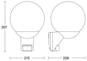 STEINEL 005535-Vonkajšie nástenné svietidlo so senzorom L585S 1xE27/60W čierna IP44