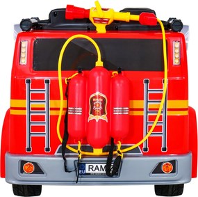 Ramiz Detské hasičské auto na batérie + Vodné delo + Megafón + Hasičský kohút + Pilot