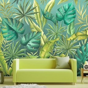 Gario Fototapeta Zelené monstery na tmavozelenom pozadí Materiál: Vliesová, Rozmery: 350 x 245 cm