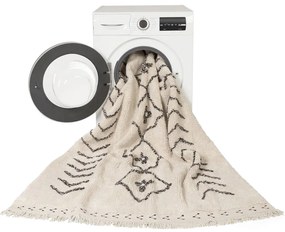 Krémový prateľný ručne tkaný bavlnený koberec 140x210 cm Bereber Rhombs – Lorena Canals