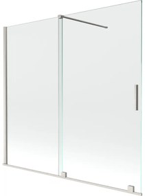 Mexen Velar, 2-krídlová posuvná vaňová zástena 170 x 150 cm, 8mm číre sklo, brúsená oceľ, 896-170-000-01-97