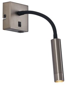 Moderné nástenné svietidlo Gunmetal s USB-C - Gosna