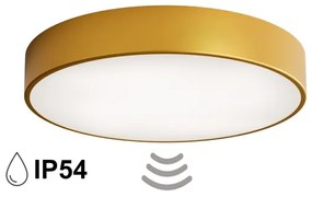 Kúpeľňové stropné svietidlo so snímačom CLEO 4xE27/24W/230V priemer 50 cm IP54 zlaté