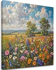 Obraz kvetinového poľa na plátne Letná lúka | Akrylové detaily