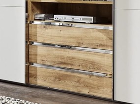 Šatníková skriňa s TV panelom Magic, doskový dub/biela