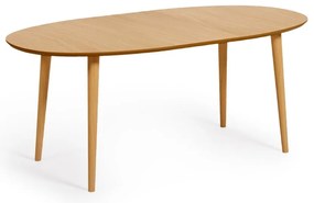 Rozkladací jedálenský stôl v dekore duba v prírodnej farbe 90x140 cm Oqui – Kave Home