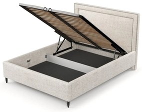 Krémová čalúnená dvojlôžková posteľ s úložným priestorom s roštom 180x200 cm Baleine – Maison de Rêve