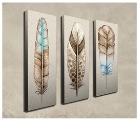 3-dielny obraz na plátne Feathers