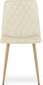 Kreslo TURIN - béžový zamat / nohy vo farbe dreva