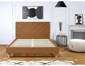 Oranžová čalúnená dvojlôžková posteľ s roštom 140x190 cm Romane – Bobochic Paris