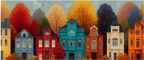 Obraz - Maľované jesenné mesto (120x50 cm)