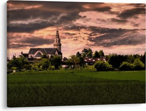 Obraz krajiny s kostolom (70x50 cm)