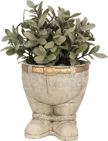 Šedý antik cementový kvetináč nohavice s opaskom - Ø 15*17 cm