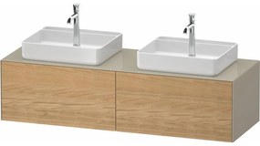 DURAVIT White Tulip závesná skrinka pod dve umývadlá na dosku, 2 zásuvky, 1600 x 550 x 408 mm, dub prírodný masív/taupe vysoký lesk, WT4865BH5H30000