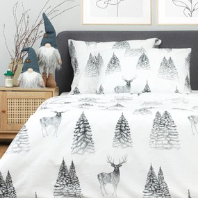 Posteľná obliečka Christmas Forest 200x220/2× 70x80 – 100 % bavlna, zips, Vianočný motív