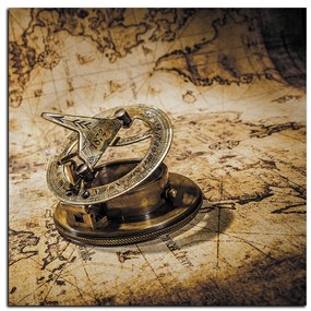 Obraz na plátne - Kompas na mape antického sveta - štvorec 3999FA (50x50 cm)