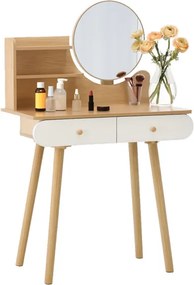 Toaletný stolík NORDIC WOOD naturálny / biely PHO7865