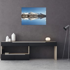 Sklenený obraz hôr a ich odrazu (70x50 cm)