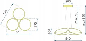 Toolight - LED závesné svietidlo APP793-CP + diaľkové ovládanie, čierna, OSW-04020