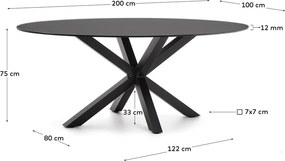 Jedálenský stôl so sklenenou doskou 100x200 cm Argo – Kave Home