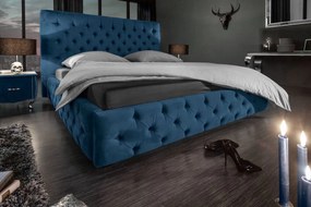 Dizajnová posteľ Laney 180x200 cm tmavomodrý zamat