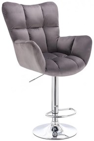 LuxuryForm DESIGN Barové kreslo AURORA VELUR na striebornom tanieri - tmavosivé