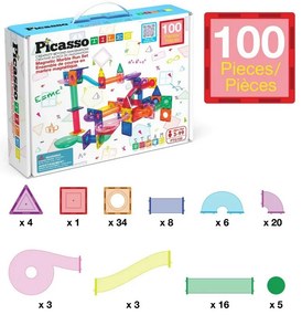 PicassoTiles magnetická stavebnica 100 ks Marble Run