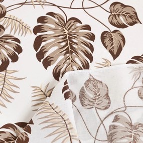 Biante Bavlnený záves Sandra SA-498 Hnedé listy monstery na bielom 150x210 cm