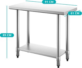 Nerezový stôl s dolnou poličkou