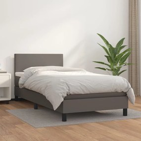Boxspring posteľ s matracom sivá 80x200 cm umelá koža 3140973