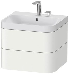 DURAVIT Happy D.2 Plus c-shaped závesná skrinka s nábytkovým umývadlom s dvomi otvormi, 2 zásuvky, 575 x 490 x 480 mm, biela matná lakovaná, HP4345E3636