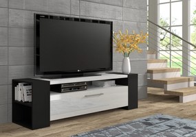 TV stolík/skrinka Liwi (čierna + biela lesklá). Akcia -20%. Vlastná spoľahlivá doprava až k Vám domov. 1124941