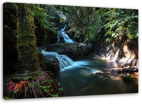Obraz na plátně Vodopád Lesní příroda - 90x60 cm