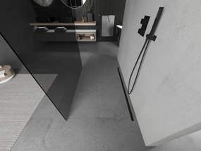 Mexen Kioto, priechodná sprchová zástena 100 x 200 cm, 8mm šedé sklo, 2x čierna stabilizačná rozpera, 800-100-002-70-40